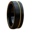 Black Brushed Tungsten Light Gold Guitar String 8mm Comfort-Fit Wedding Band