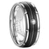 Brushed Black Silver Groove CZ Comfort-Fit 8mm Tungsten Wedding Band