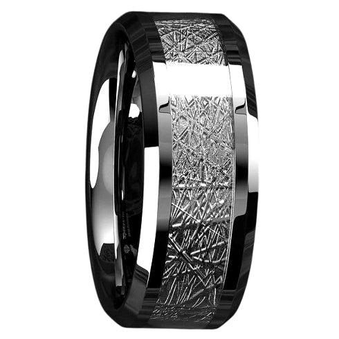 Meteorite Inspired Comfort-Fit Polished 8mm Titanium Wedding Band