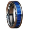 Blue Textured Marble Design Comfort-Fit Polished 8mm Titanium Wedding Band