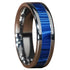 Blue Textured Marble Design Comfort-Fit Polished 8mm Titanium Wedding Band