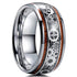 Clockwork Gears Koa Wood Inlay 10mm Tungsten Engagement Wedding Band