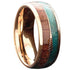 Cupid Arrow Green Malachite & Koa Wood Inlay 8mm Tungsten Wedding Band