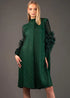 Runway Fashion Drop-Dead Gorgeous Petal Ruffled Sleeve, Mock Neck, Pleated Party, Festive Vintage Women's Dress