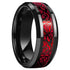 Beveled Edges Red Celtic Dragon Comfort-Fit 8mm Tungsten Wedding Band Ring