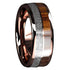 Rose Gold Plated Silver & Koa Wood Inlay 8mm Tungsten Band