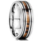 Silver Zebra Wood Inlay Sawtooth Edge 8mm Titanium Engagement Wedding Band