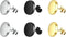 3Pairs 316L Surgical-Steel Flat Round Black Silver Gold Men Women Stud Earrings