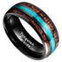 Men's 8mm Tungsten Carbide Crushed Turquoise Koa Wood Comfort-Fit Wedding Band