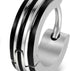 316L Surgical Steel Striped Blue/Black Men Women Hypoallergenic Hoop Earrings
