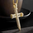 Men's Exquisite Iced Micro Pave 14K Gold Plated CZ Nail Cross Pendant Necklace