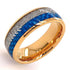 Men's 8mm Tungsten Cupid's Arrow Meteorite Inspired & Blue Lasurite Inlay Band