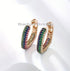 Multicolor Micro Pave 14K Gold Plated Cubic Zirconia Women U-Shape Hoop Earrings