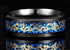 Men's 8mm Comfort Fit Black Tungsten Celtic Gold Dragon Blue Carbon Fiber Ring