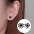2 Pairs Titanium Steel Black Silver Lotus Mandala Flower Men Women Stud Earrings