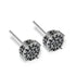 Micro Pave 14K White Gold Plated Black Cubic Zirconia Men Women Cluster Earrings