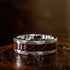 Men's 8mm Titanium Silver with Ironwood Inlay Comfort-Fit Polished Wedding Band