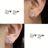 3 Pairs 14K Gold Plated Square Cubic Zirconia Solitaire Men Women Stud Earrings