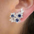 Luxury Cubic Zirconia Blue Sapphire 14K White Gold Plated Earrings for Women