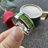 Men 8mm Titanium Beveled-Edges Green Carbon Fiber Inlay Comfort-Fit Wedding Band