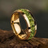 Men 8mm Titanium Gold Plated Green Galaxy Crystal Glow Comfort-Fit Wedding Band
