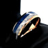 Men's 8mm Rose Gold Tungsten Blue Lapis Lazuli & Meteorite Inspired Wedding Band