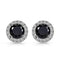 Paved Round Cut Black & White 18K White Gold Plated CZ Men & Women Stud Earrings