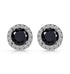 Paved Round Cut Black & White 18K White Gold Plated CZ Men & Women Stud Earrings