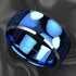Men 8mm Tungsten Blue Glossed/Brushed Gunmetal Groove Beveled Edges Wedding Band