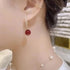 Stunning Red Pearl Drop 14K Gold-Plated Cubic Zirconia Women Earrings