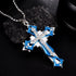 Titanium Creative Multi-Layer Cubic Zirconia Cross Pendant Necklace