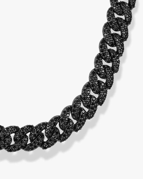 2 Pcs Men Women FULLY ICED Black Rhodium Plated Cubic Zirconia Necklace & Bracelet