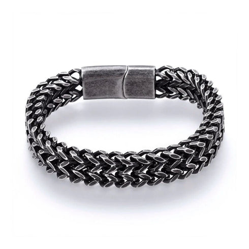 Stylish Men's High Quality Titanium Steel Double Curb Chain Magnetic Bracelet