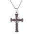 Titanium Stylish & Elegant Black/Gold Cubic Zirconia Cross Pendant Necklace