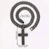 Rhodium Plated Iced Out Black CZ Cuban Chain Cross Pendant & Necklace