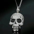 Iced Out 14K White Gold Plated Cubic Zirconia Sugar Skull Head Pendant Necklace