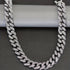 2Pc FULLY ICED 14K White Gold Plated CZ Miami Cuban Link Chain Necklace & Bracelet