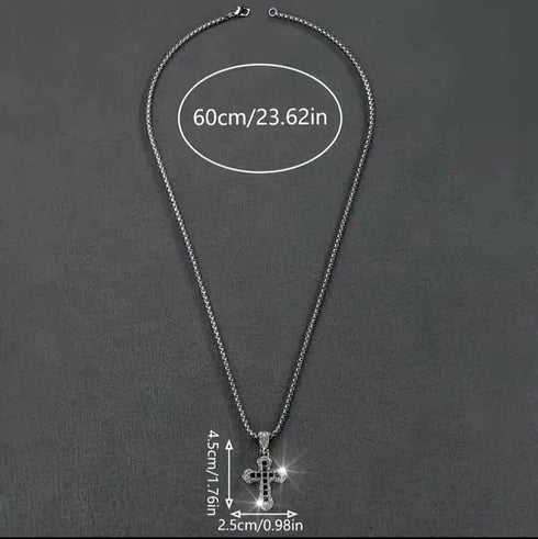 Men's Exquisite Iced Micro Pave 14K Gold Plated CZ Nail Cross Pendant Necklace