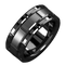 Men's 8mm Tungsten Black Grooved Bushed Brick Pattern Comfort-Fit Wedding Band