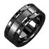 Men's 8mm Tungsten Black Grooved Bushed Brick Pattern Comfort-Fit Wedding Band