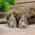 4 Pairs Retro Ethnic Style Multi-Colored Drop Shaped W/Rhinestone Women Earring