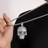 Iced Out 14K White Gold Plated Cubic Zirconia Sugar Skull Head Pendant Necklace