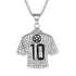 Fully Iced Soccer Jersey Number10 Titanium CZ Hip Hop Bling Pendant Necklace
