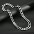 2Pc FULLY ICED 14K White Gold Plated CZ Miami Cuban Link Chain Necklace & Bracelet