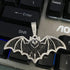 Iced Out Paved 14K White Gold Plated Cubic Zirconia Black Bat Pendant Necklace