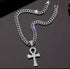 3-Pcs Iced 14K Gold Plated CZ Large Ankh Cross Pendant with Cuban Necklace & Bracelet