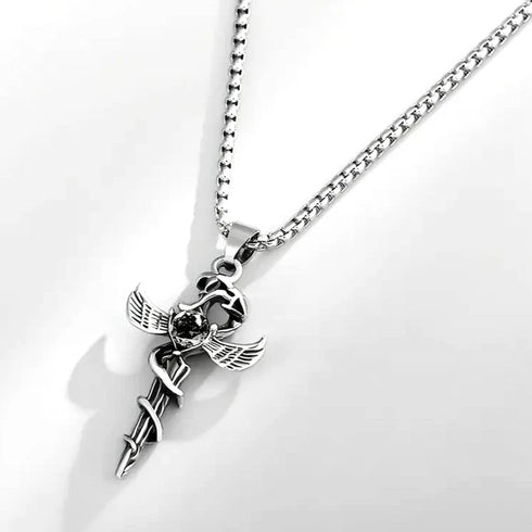 Norse Runes Viking Thor Hammer/Wolf Axe/Wing Cross Sword Amulet Pendant Necklace