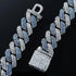 2 Pc Men Women FULLY ICED Rhombus Blue Cuban Link Chain 2Row CZ Necklace & Bracelet