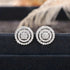 Paved 18K White Gold Plated Cubic Zirconia Round Halo Cluster Men Women Earrings