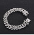 2 Pcs Iced Out Silver & Gold 18K Gold Plated Bling CZ Cuban Miami Link Bracelet